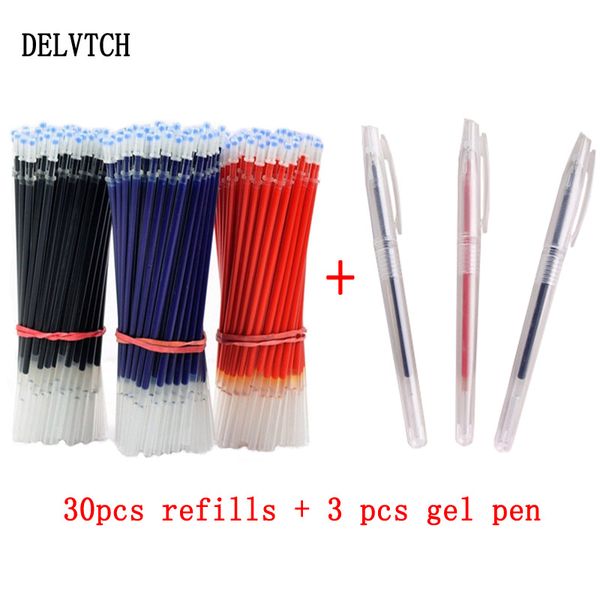 

delvtch 0.5mm 30pcs/lot gel pen refill needle tip and 3pcs gel pen suit office signature rods for handles office school supplies
