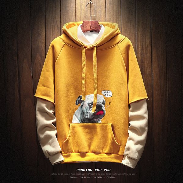 

fashion sweatshirt men hip hop patchwork long sleeve pullover hoodies sweatshirt 2019 autumn clothes plus asian size m-5xl, Black