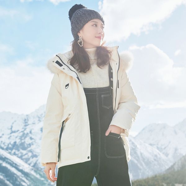 

ief winter fur collar hoodies long sleeves loose short style women cotton coat 0515a-d022, Black