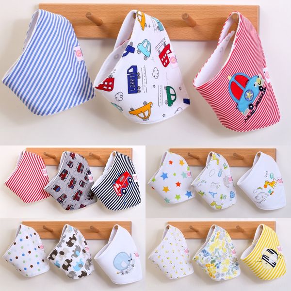 

baby supplies ins baby saliva pure cotton triangle saliva triangle towel towel three-piece embroidered children bib bib