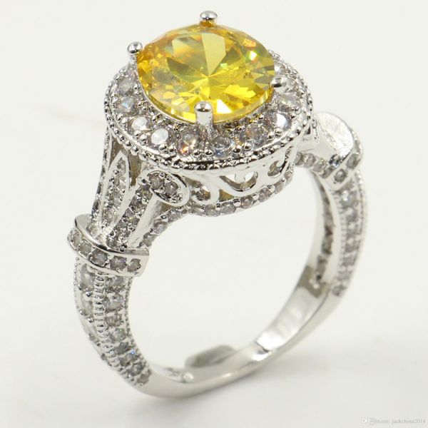 

size 6/7/8 sparkling fashion jewelry 925 sterling sillver oval cut gold z cz diamond women wedding band ring for lovers' gift, Slivery;golden