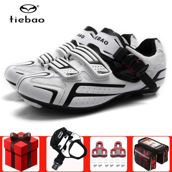 

tiebao road cycling shoes men sneakers women add pedals set self-locking bicycle sapatilha ciclismo athletic sports bike shoes, Black