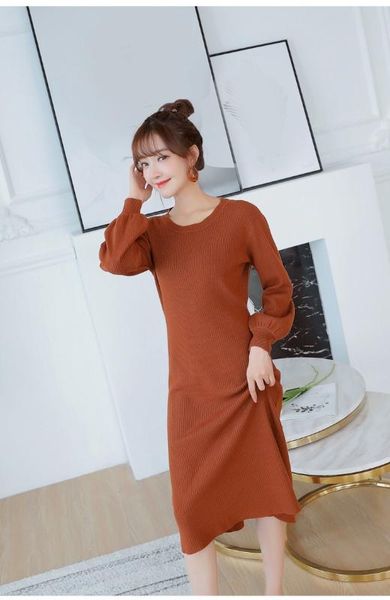 

простое платье-свитер средней длины на шнуровке для леди, White;black