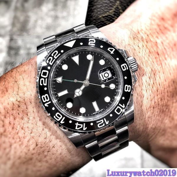 

2018 new 18k silver mens watch automatic movement watch men ceramic bezel black face stainless steel solid clasp sapphire glass 116610, Slivery;brown