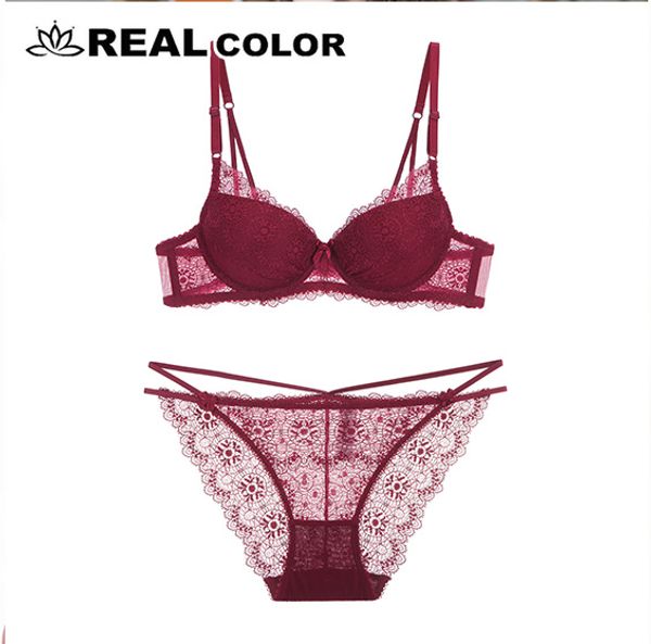 

super gather fashion black underwear women bra set push up brassiere cotton thick deep bras lace lingerie sets embroidery8, Red;black