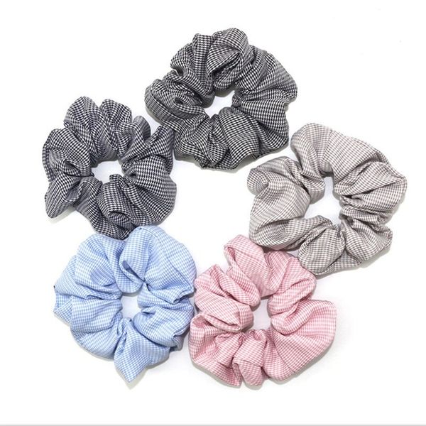 

elastic hair bands plaid scrunchie ponytail holder ties fashion net plaid hair ring rpoes women girls headwear hair accessories, Golden;silver