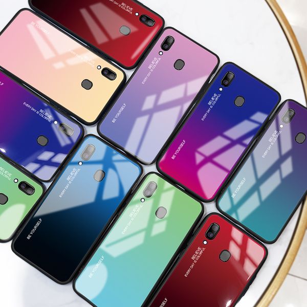 

for samsung galaxy a20e a20s a20 gradient tempered glass case for samsung samsun a20 e s a 20e a20e aurora colorful back cover