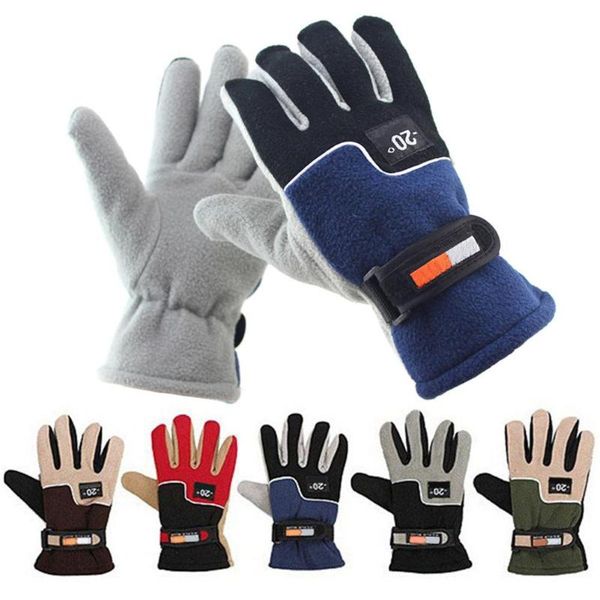 

men winter warm fleece thermal motorcycle ski snow snowboard gloves, Black