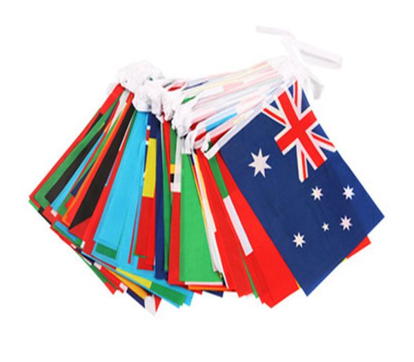 

1 string hanging flag football soccer 32 team national flag country world banner bunting 14*21cm string flag