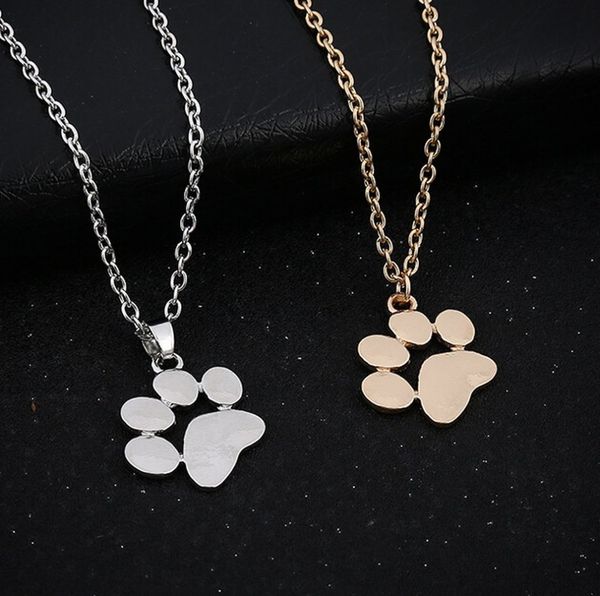

elegant trendy dog print long pendant clavicle necklaces for women link chain necklaces, Silver