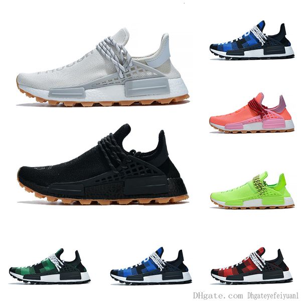 

2019 hu human race pharrell williams gum пакетов черный вольт розовый digijack мужчины женщины бег mens тренеров спортивной моды кроссовки
