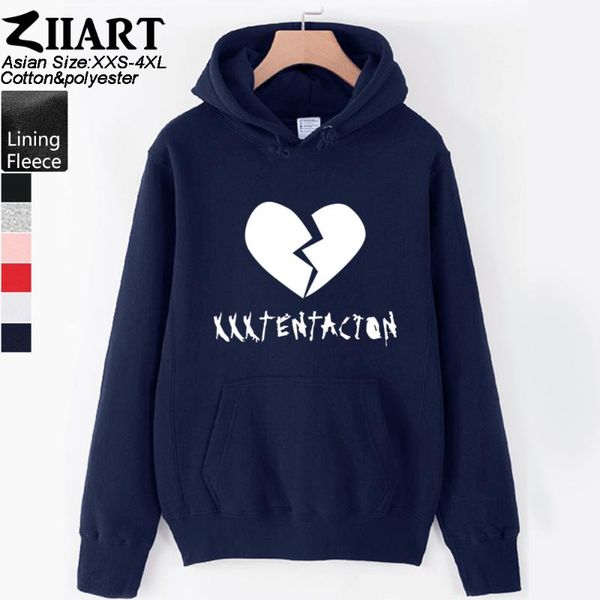 

xxxtentacion broken heart man boy hoodie couple clothes autumn winter fleece ziiart, Black