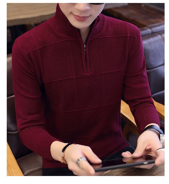 

2019 new autumn winter men's sweaters warm cashmere wool zipper pullover sweaters man casual knitwear plus size -3xl, White;black