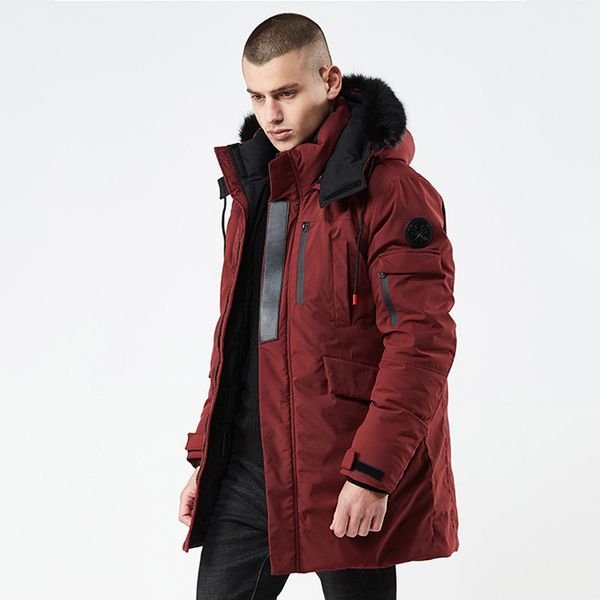 

2019 new winter casual long style hooded epaulet cotton padded jackets men thick hat windproof fashion men parka pockets coats, Black