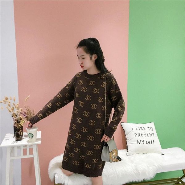 

spring new style thickened korean version sweater female loose medium long low round neck imitation alpaca sweater female high-end skir, Black;pink