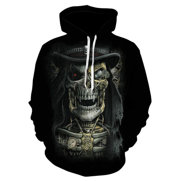 

yxym 2019 skull headr men hoodies sweatshirts 3d printed funny hip hop hoody novelty streetwear male pullover hooded men's, Black