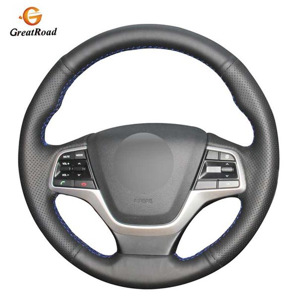

black artificial leather car steering cover for elantra 4 2016-2019 solaris 2017-2019 accent 2018-2019