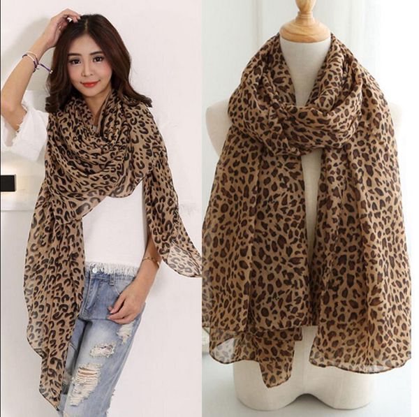 

длинные leopard шаль шарф 150 * 48см шифон u образный leopard принг осень шарф wrap печатные шарфы ooa2967, Blue;gray