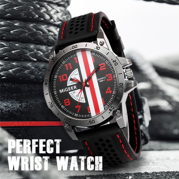 

migeer man watch men fashion silicone strap sport cool quartz hours wrist analog watch #20203, Slivery;brown