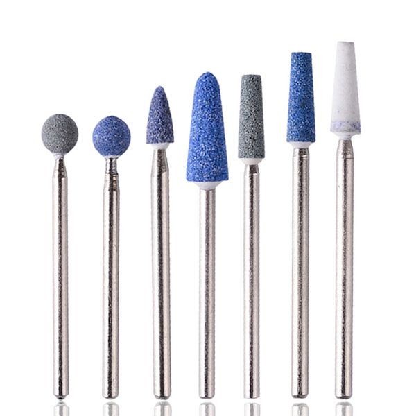 

pro blue color ceramic stones nail drill bits rotarry cleaning cutter electric nail art manicure mill tool, Silver