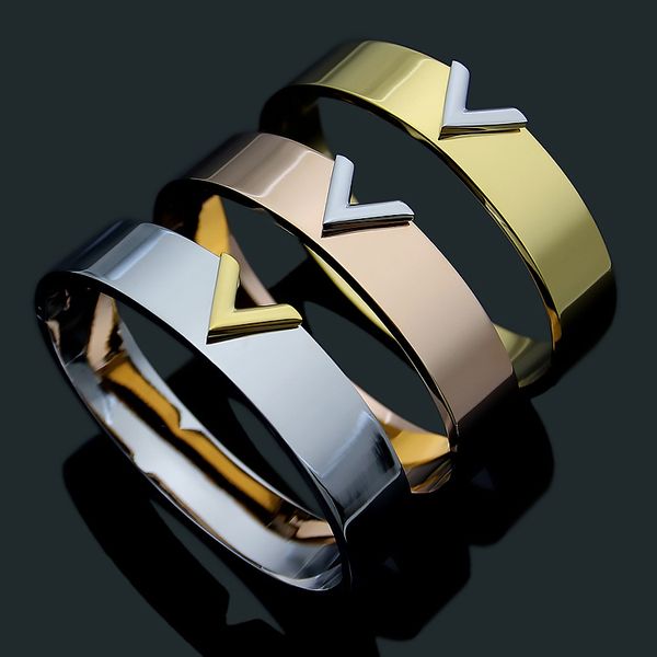 

fashion- brand name titanium steel v letter bracelet for woman jewelry fashion brand love bracelet&bangles gold/silver rose color gift, Black