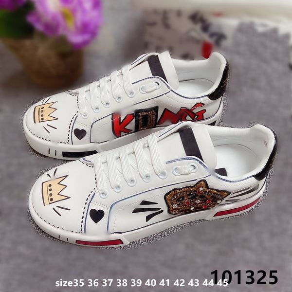 

luxury women's platform shoes graffiti shoes flat vulcanized sports leather sneakers men, Black
