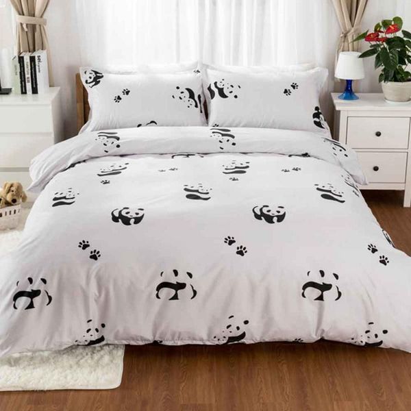 

white panda cute bed linens nordic style bedding set simple duvet cover set quilt cover home textiles bedclothes  king size
