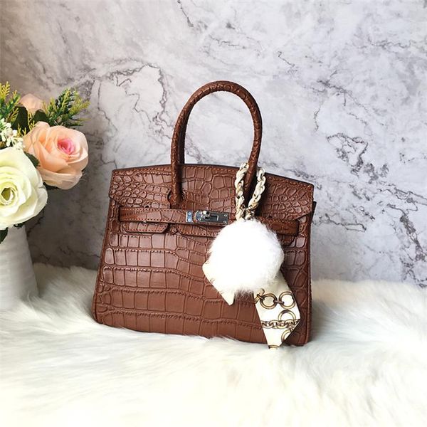 

elegant2019 leather genuine bag dumb light crocodile grain cowhide woman bao yin buckle atmosphere ma'am handbag single shoulder packag