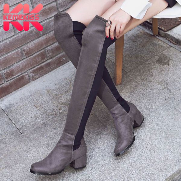 

kemekiss new shoes women boots black over the knee stretch boots female autumn winter lady thigh high size 34-43
