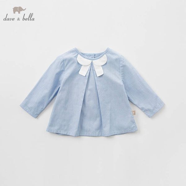 

db10155 dave bella spring infant baby girl fashion plaid shirt kids cotton casual children, Blue