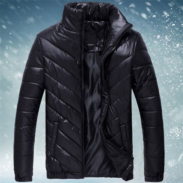 

2019 зима вниз пальто мужчины твердые тонкий стенд collor пуховик мужчины повседневная теплый кашемир мужские пальто большой размер, Black