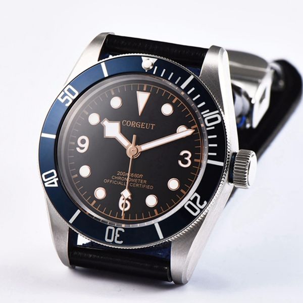 

41mm sapphire crystal corgeut luxury brand men watch new waterproof swim sport miyota automatic mechanical clock wristwatch, Slivery;brown