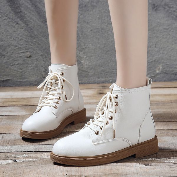 

women's cowboy ankle boots large size fashion winter strap lace up casual shoes snow warm shoes botines mujer 2019 invierno, Black