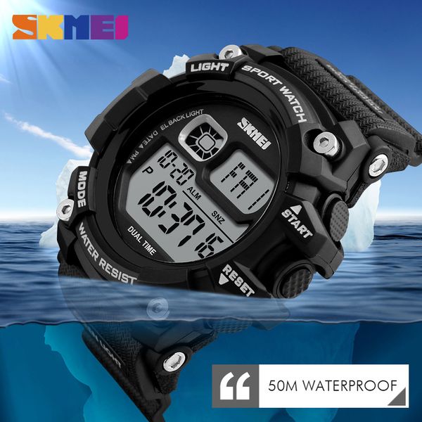 

skmei 2019 new fashion casual outdoor sport led digital watches men multifunction chronograph 50m water resist men wristwatches, Slivery;brown