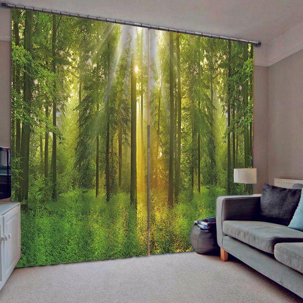 

green forest curtains for 3d window curtains for living room bedroom drapes cortina customized size