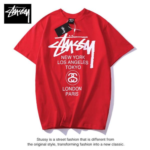 

stussys tide brand short sleeved mens designer t shirt luxury letter printing t-shirt cotton sports round neck t-shirt fashion slim t-shirt, White;black