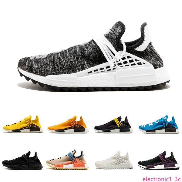 

red white orange human race trail running shoes holi white pink equality men women pharrell williams hu runner yellow sports runner sneakers, Black;green