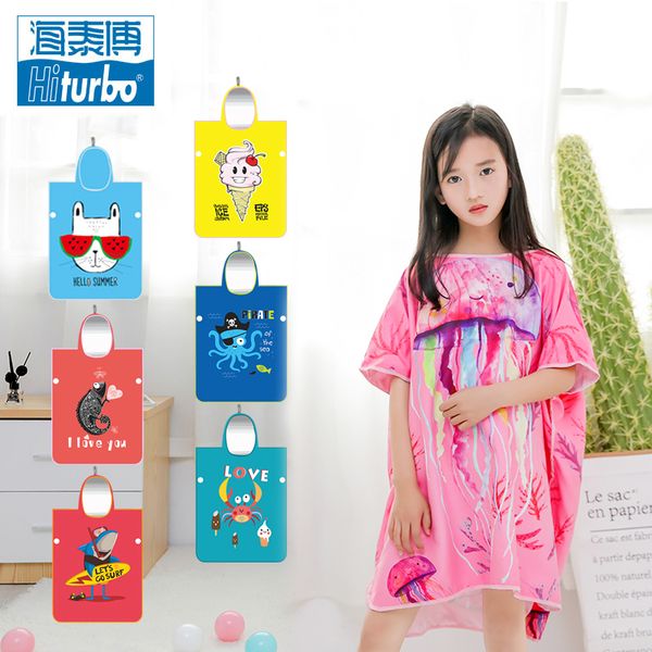 

children swimming towel printed beach bathrobes absorbent ultra-thin quick-drying boy girl bathrobes for diving swimming suifing