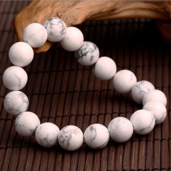 

sell fashion jewelry 10mm natural white stone beads charm bracelets, Black