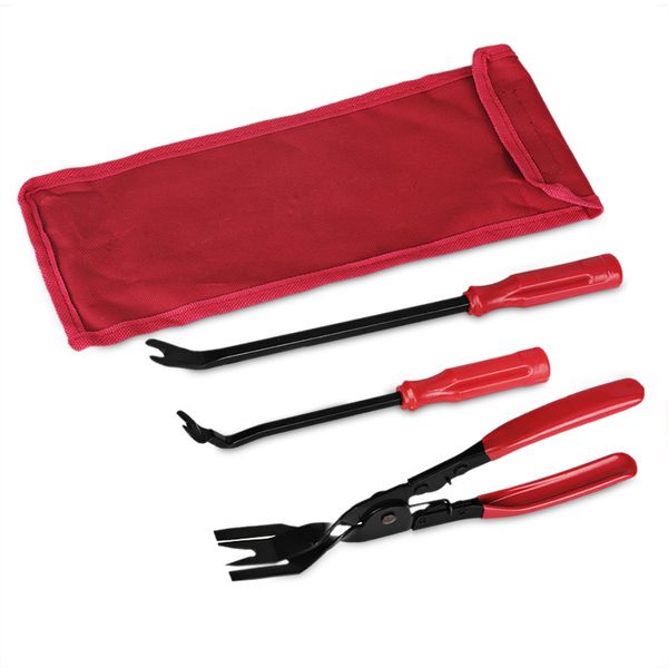 

3pcs/set auto car door panel remover clip trim auto fastener pliers puller tool retaining clip remover pry bar tool + nylon bag