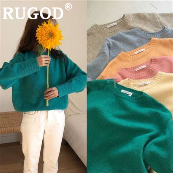 

rugod women solid warm sweet sweater pullovers o neck snow loose vintage korean sweater new autumn fashion femme elegant casual, White;black
