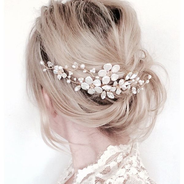 

korean style wedding hair jewelry handmade pearl braided hair bands for women bridal headwear accessories