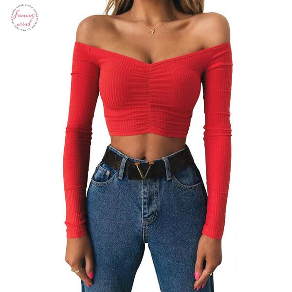 

fashion women casual off shoulder crop bandage slim tank v neck ladies tunique femme elegant dames party hollow out club tee, White