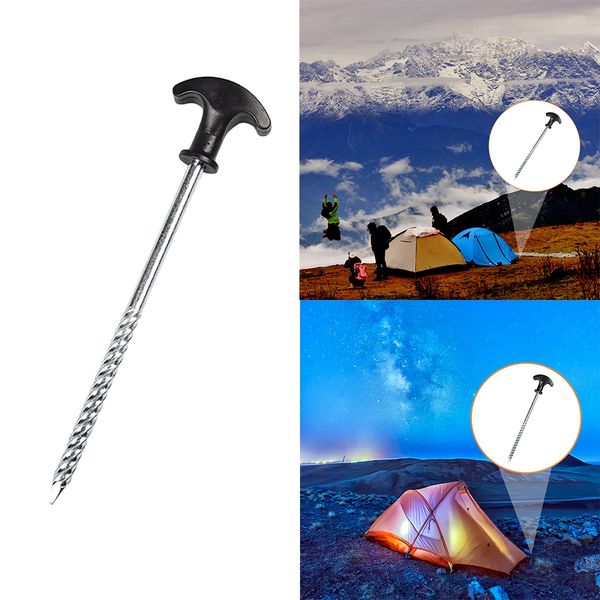 

12pc tent nails anti-rust galvanized iron with thread tent peg long and sturdy camping equipment tent ground nail tents and sh