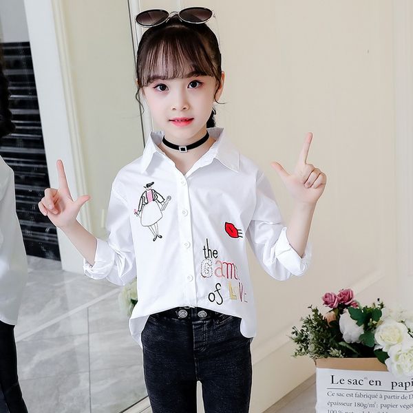 

otvxl girl's 2019 autumn clothes children's doll tong chen shan tong chen shan shirt western style medium and large children, White;black