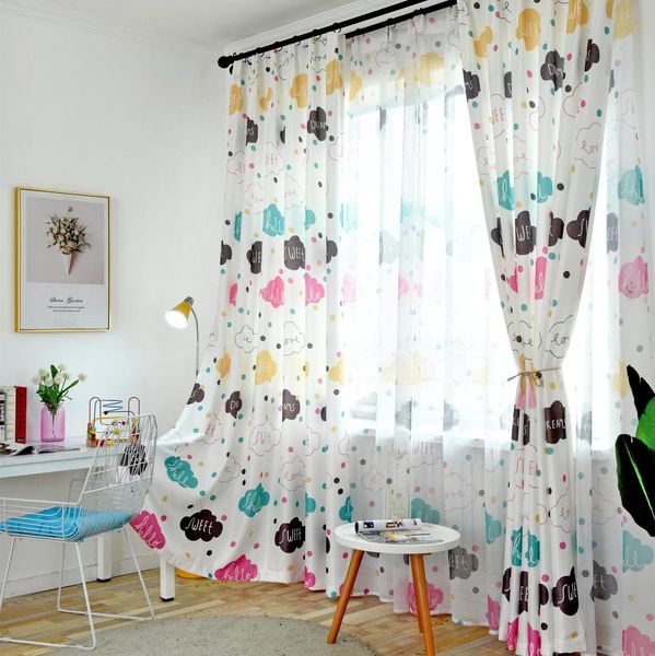 

cartoon cute shading colorful clouds curtains for living dining room bedroom