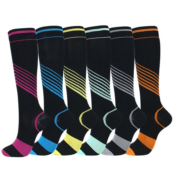 

new men women compression socks calf protector football running exercise cycling socks fitness relieve varicose veins high, Black