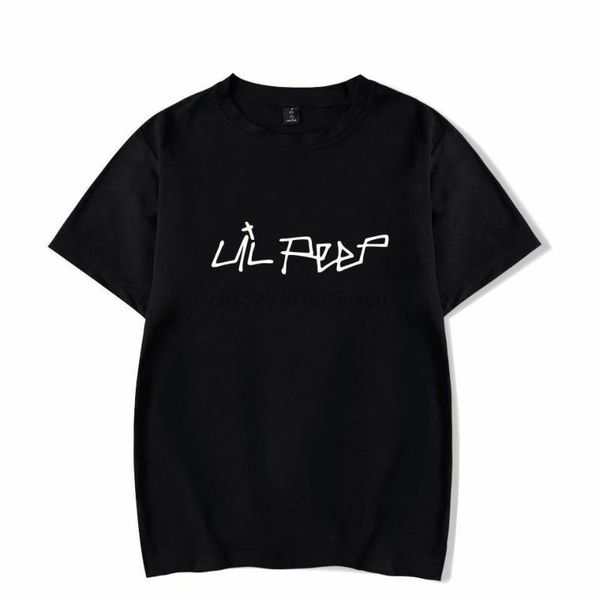 

lil peep sad face t-shirt hip hop rapper tee mens boys concert summer t-shirt-5 sleeve shirts fashion tee, White;black