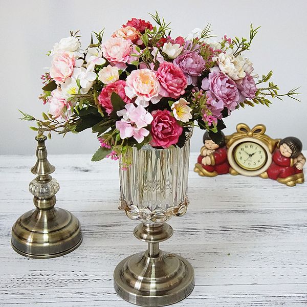 

peony diy party decoration vintage silk artificial flowers small rose wedding fake flowers festival supplies home decor bouquet