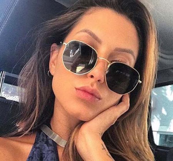 

fashion family sunglasses women men vintage designer hexagonal sun glasses mirrored uv400 eyewear for ladies with cases, White;black